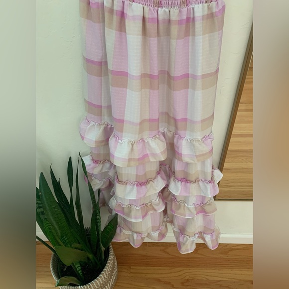 Summer pink checks gingham dress barbie style - Picture 3 of 6